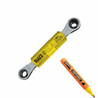 Klein Tools Lineman's Insulating 4-in-1 Box Wrench with Free Paint Marker